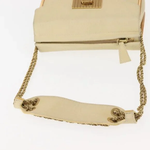 Authentic Chloe Sally Shoulder Bag Leather Beige Gold